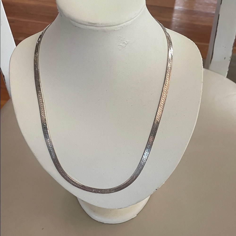 .925 sterling herring bone diamond cut Necklace for Women 20 ‘’